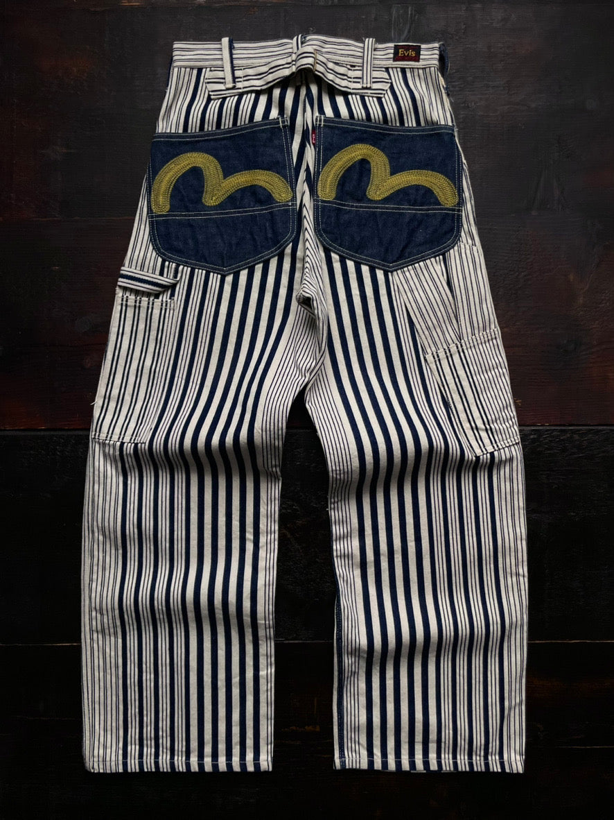 90s Evis Striped Carpenter Jeans